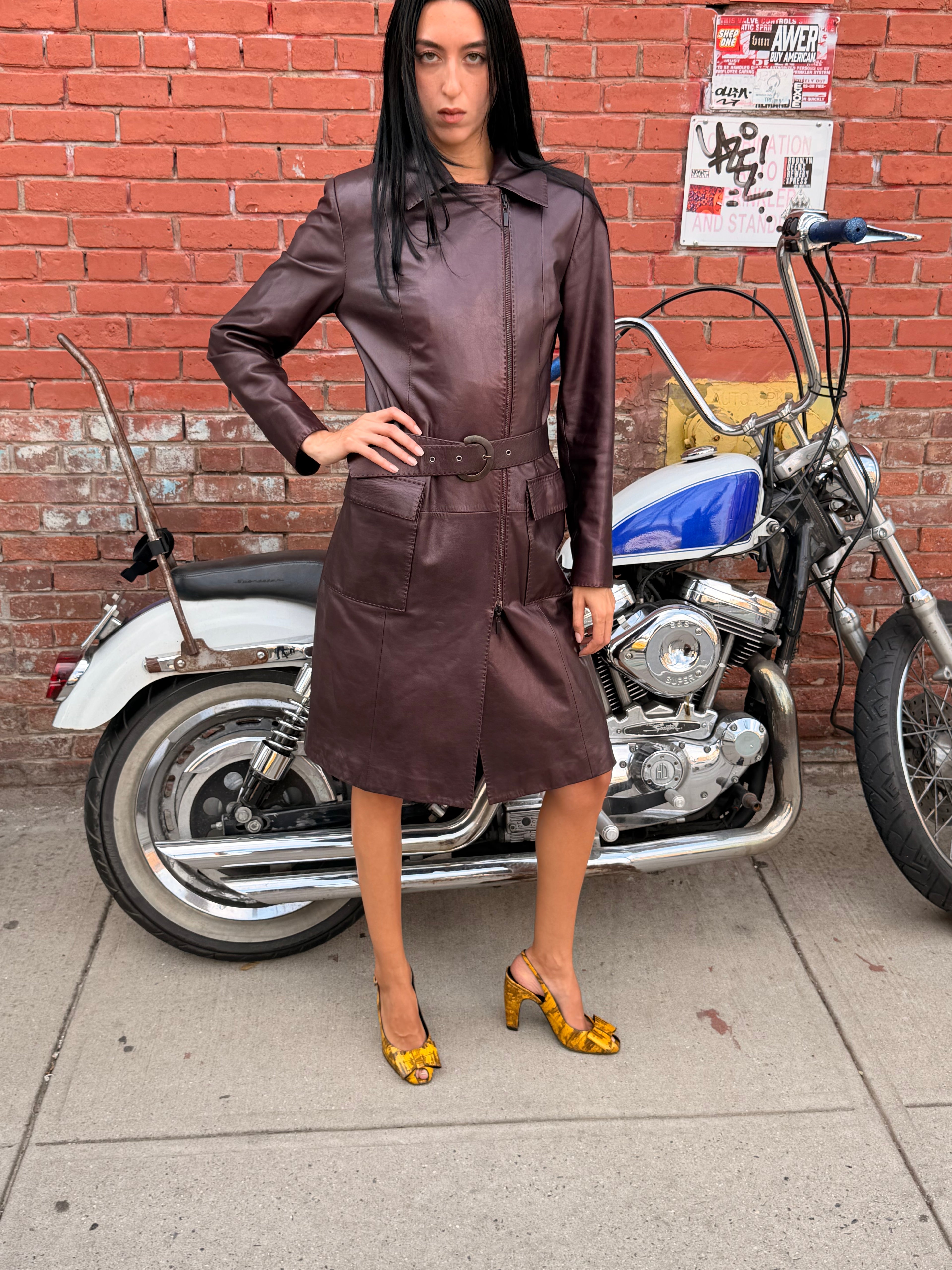 Network Leather Coat