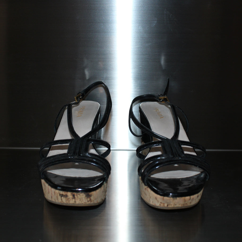 Prada Bamboo Bottom Wedges
