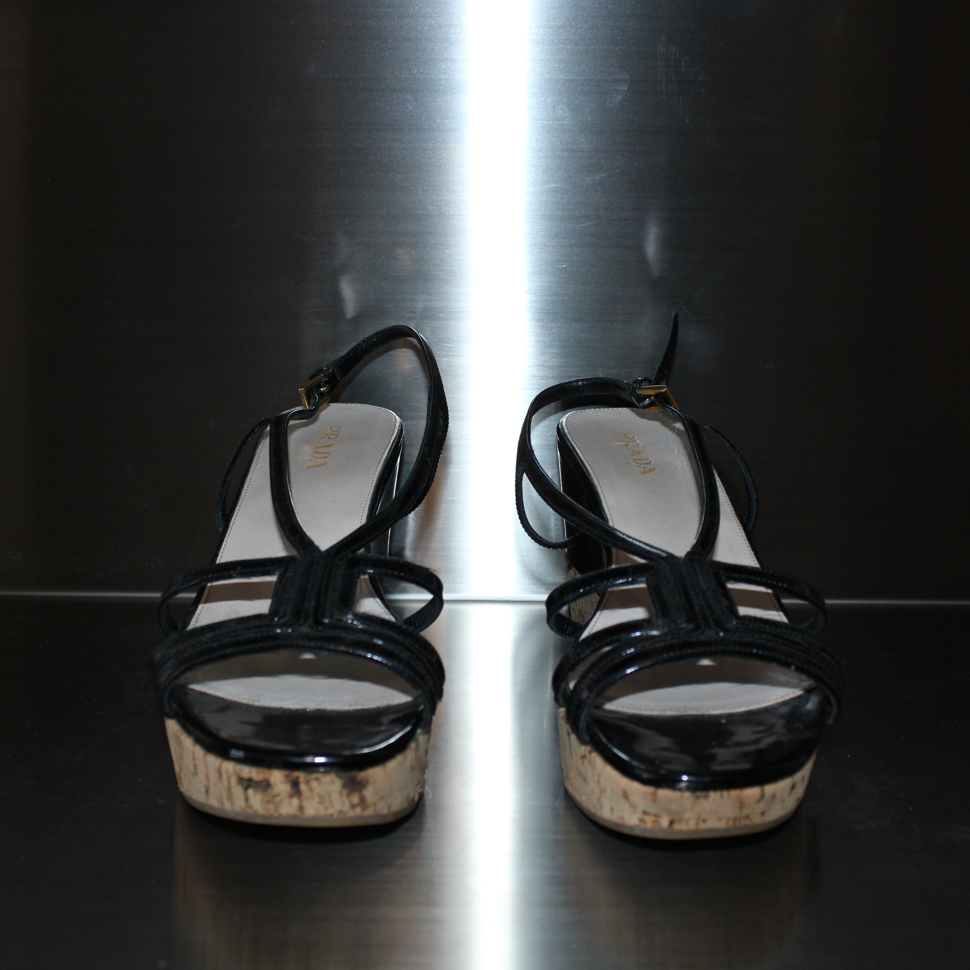 Prada Bamboo Bottom Wedges