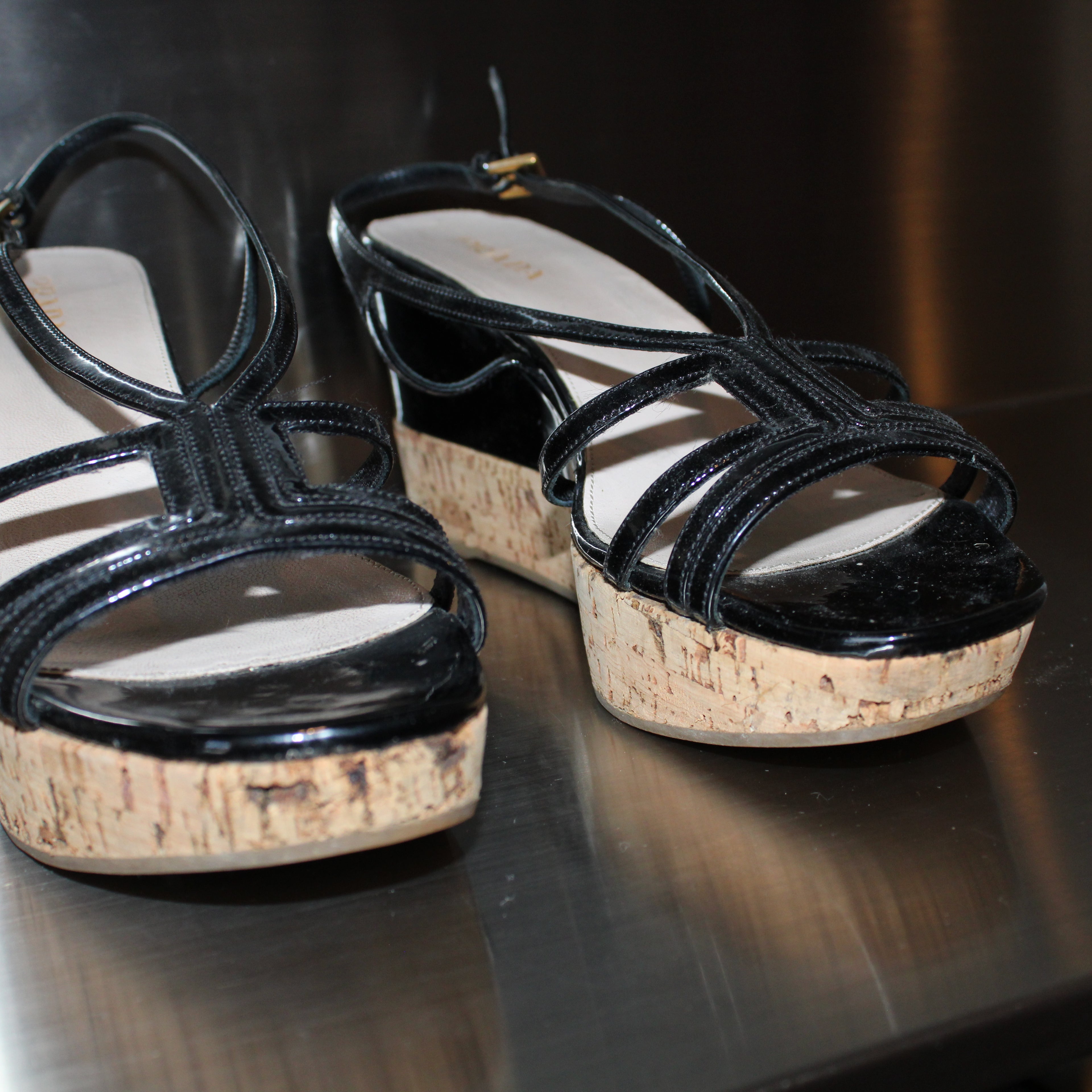 Prada Bamboo Bottom Wedges