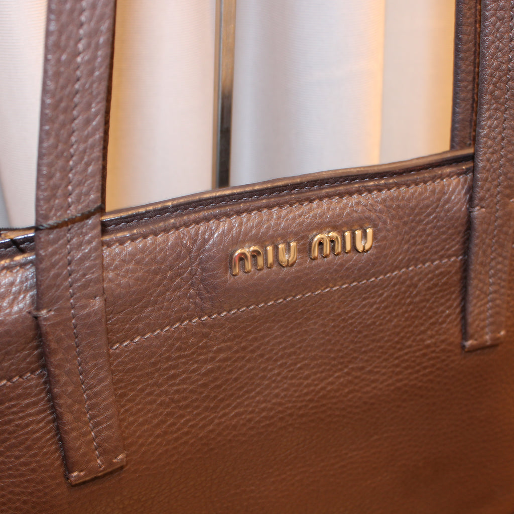 Vintage Miu Miu Brown Leather Tote Bag