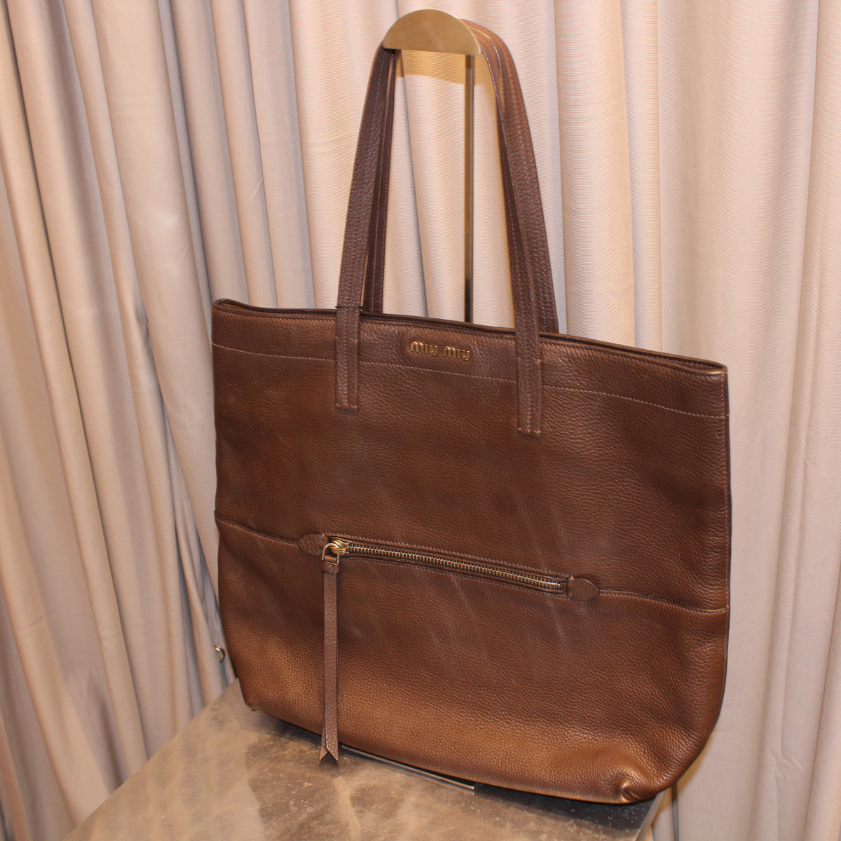 Vintage Miu Miu Brown Leather Tote Bag
