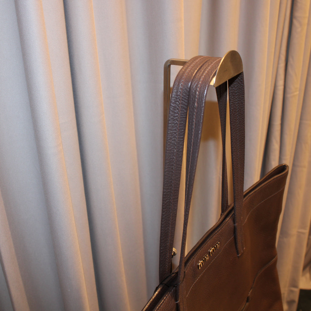 Vintage Miu Miu Brown Leather Tote Bag
