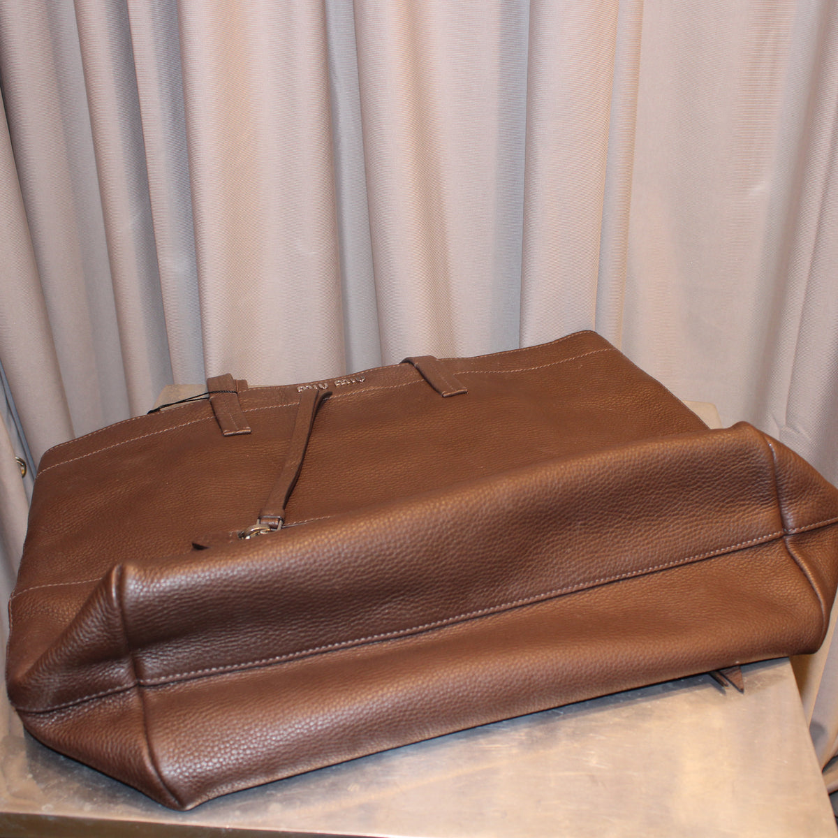 Vintage Miu Miu Brown Leather Tote Bag
