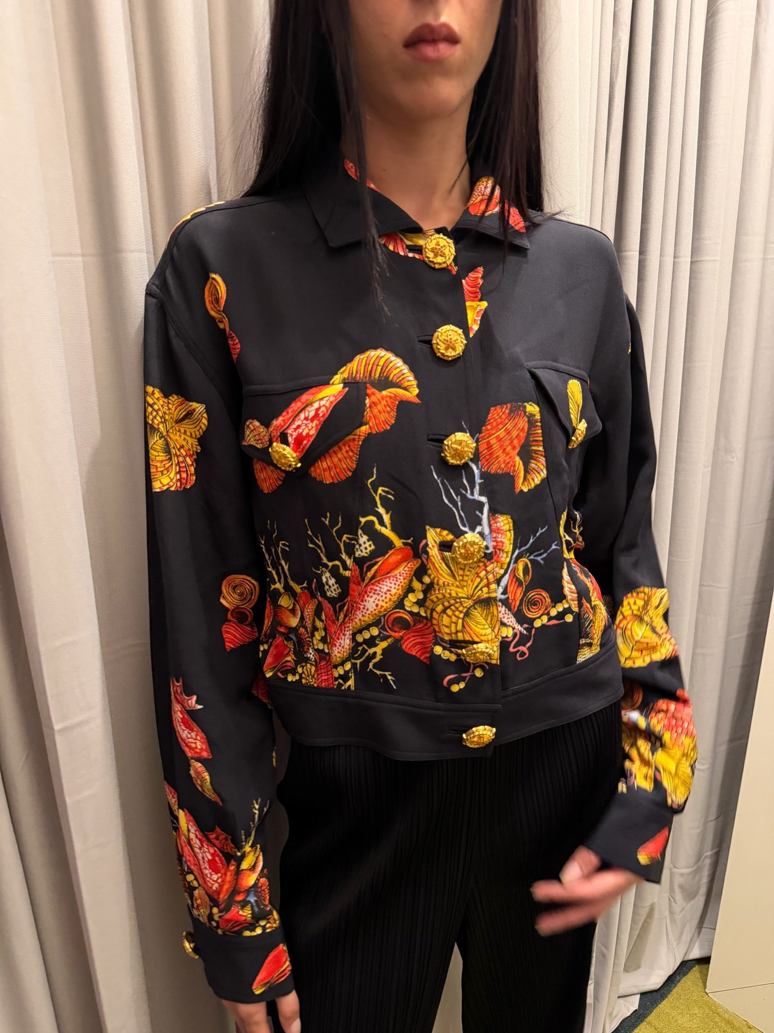 Gianna Versace Couture SS 1992 Seashell Print Slik Jacket