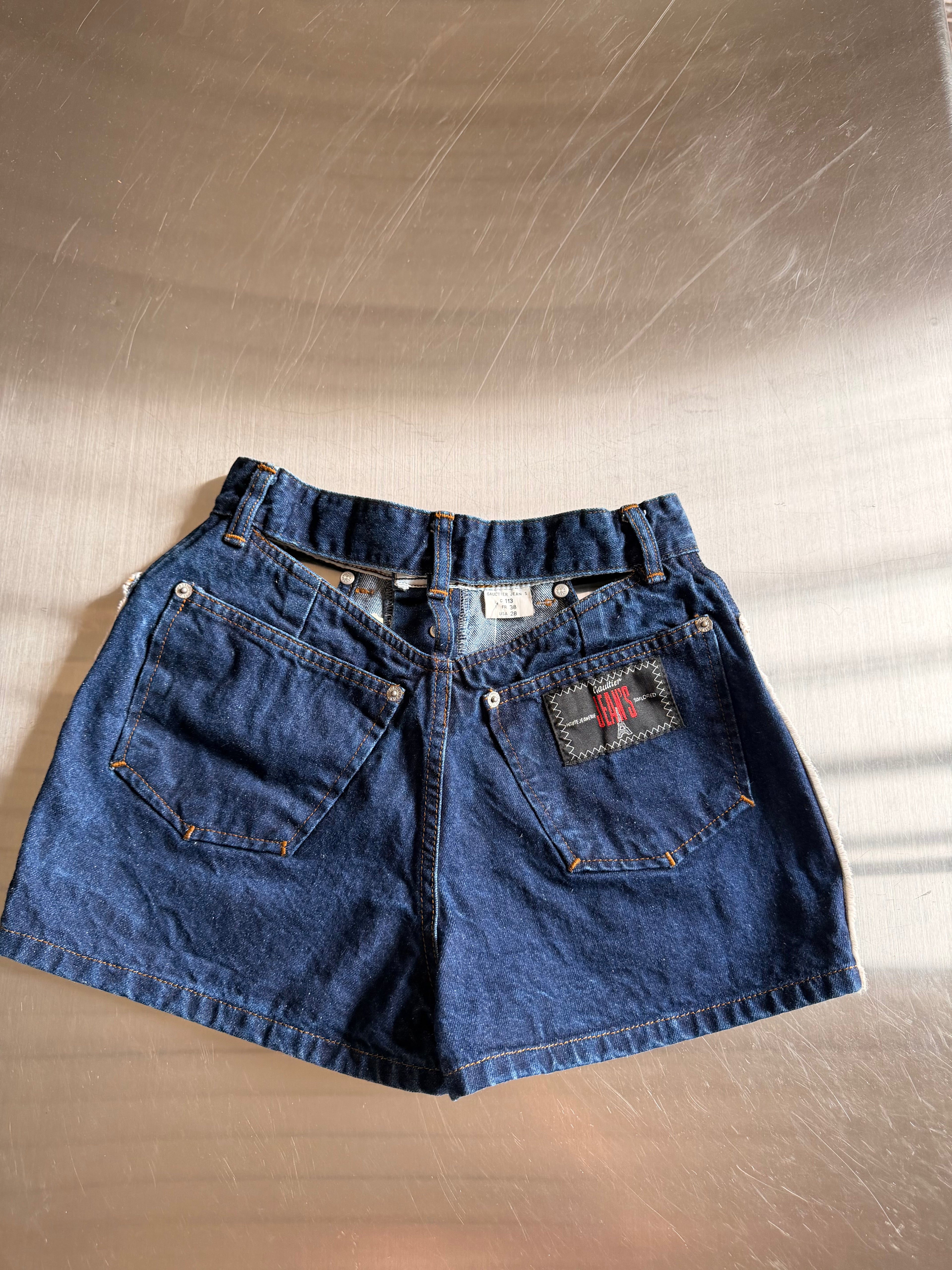 Gaultier Jeans Cutout Denim Shorts