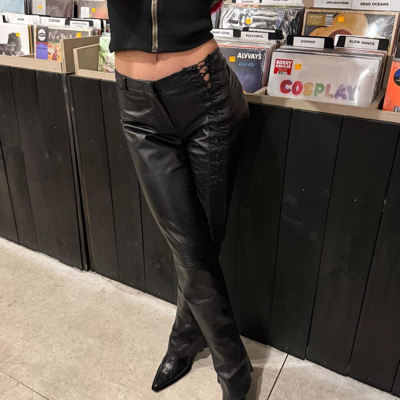 D&G Leather Lace-Up Pants