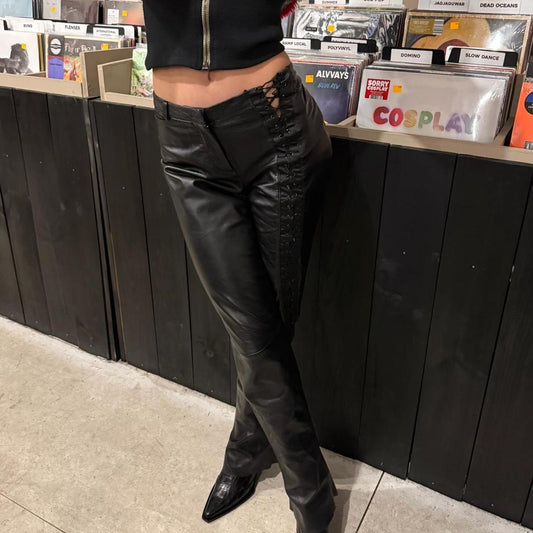 D&G Leather Lace-Up Pants