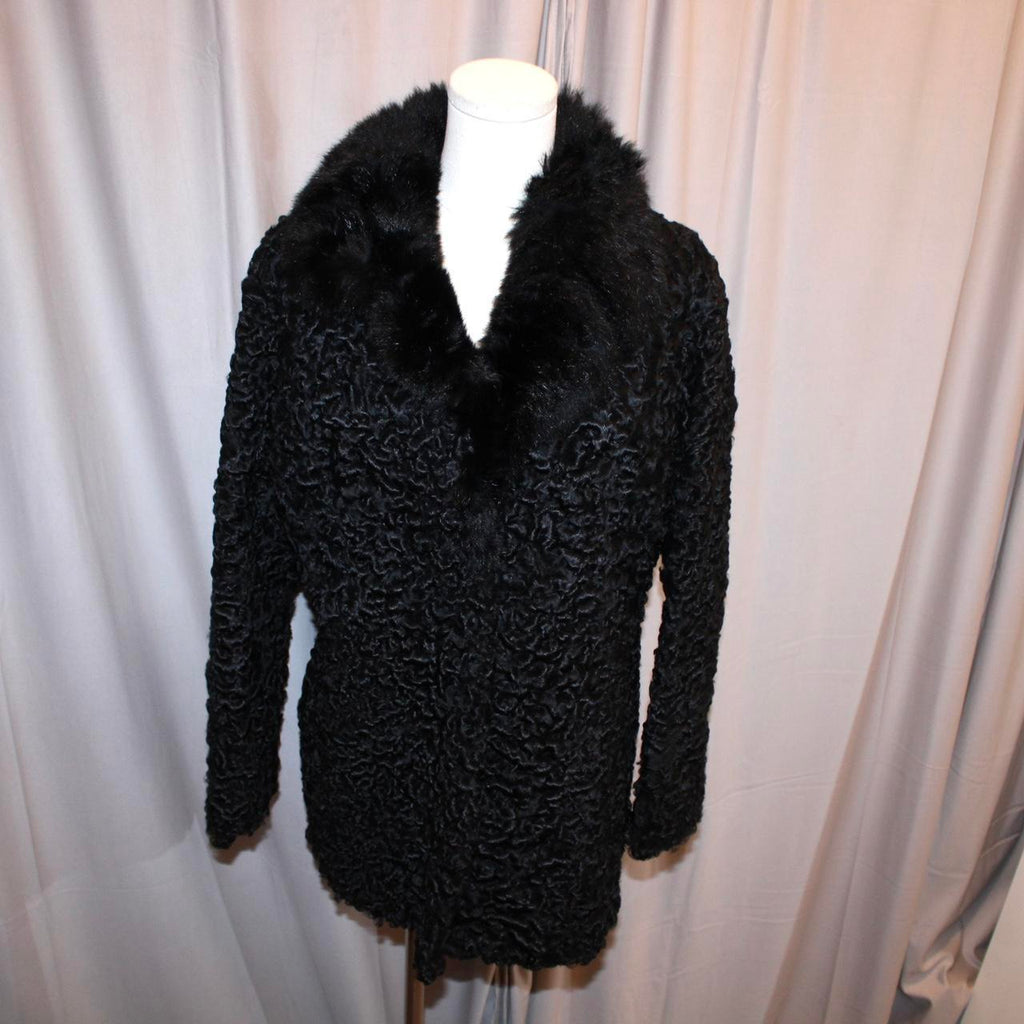 Vintage Genuine Black Astrakhan Fur Coat
