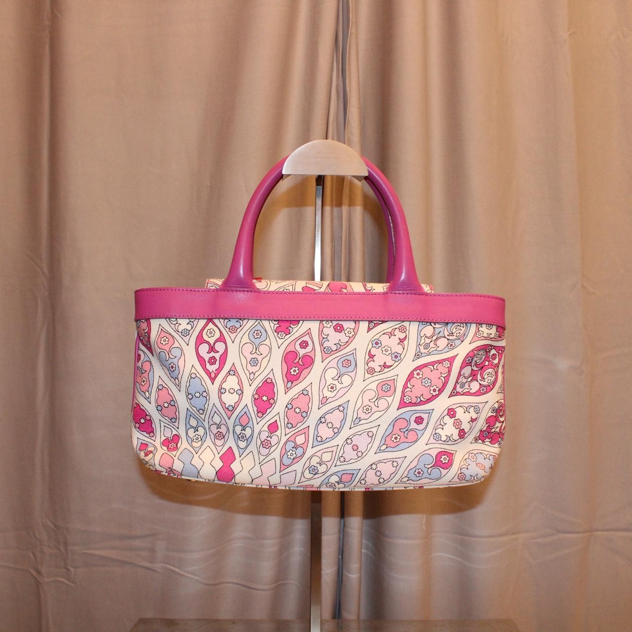 Emilio Pucci Pink Canvas Bag with Leather Strap