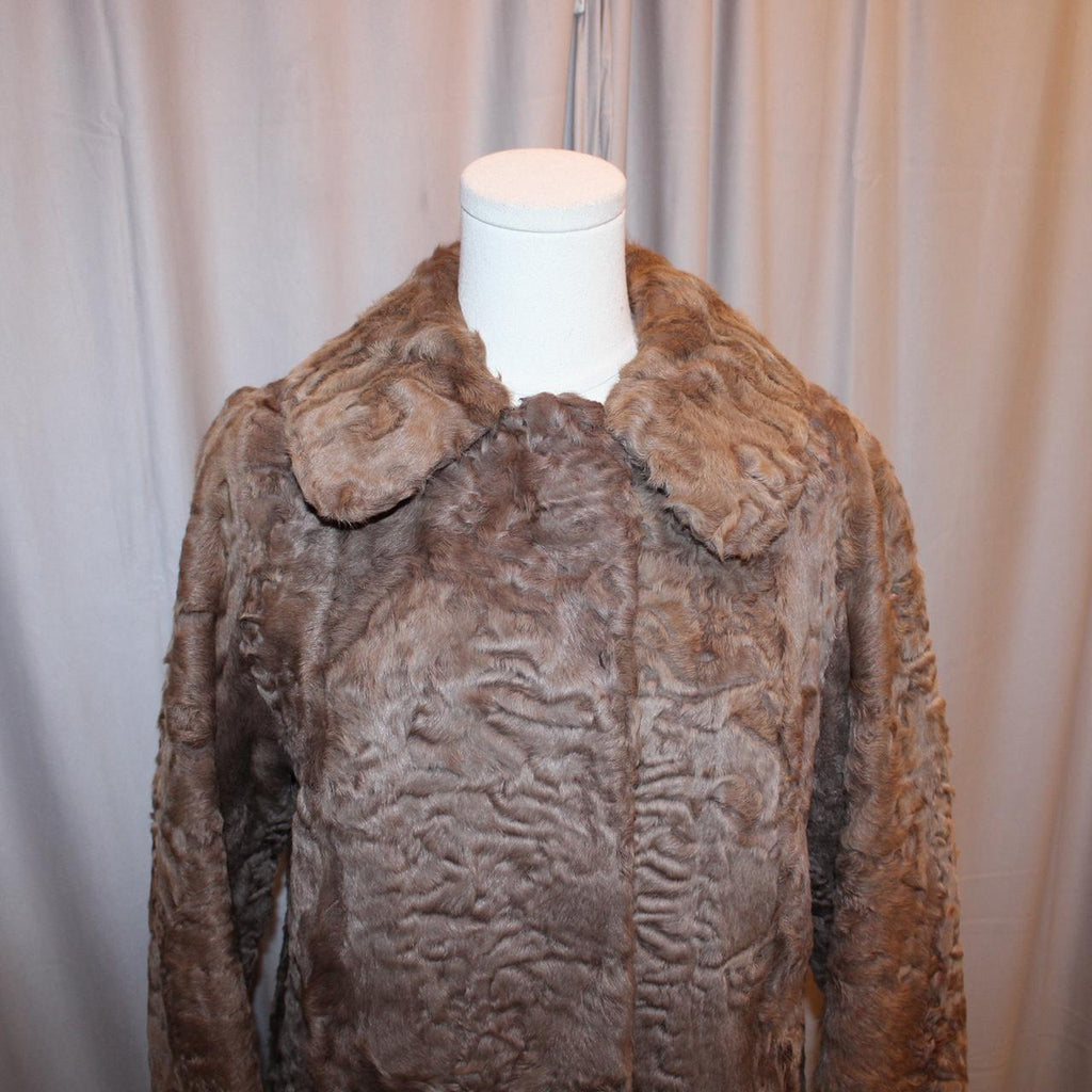 Vintage Genuine Brown Astrakhan Fur Coat