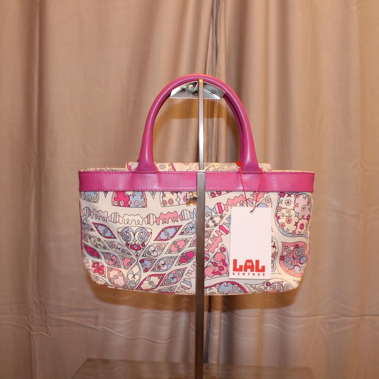 Emilio Pucci Pink Canvas Bag with Leather Strap