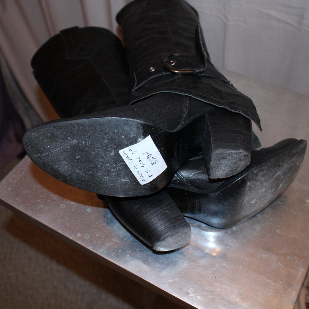 Black Leather Knee High Boots