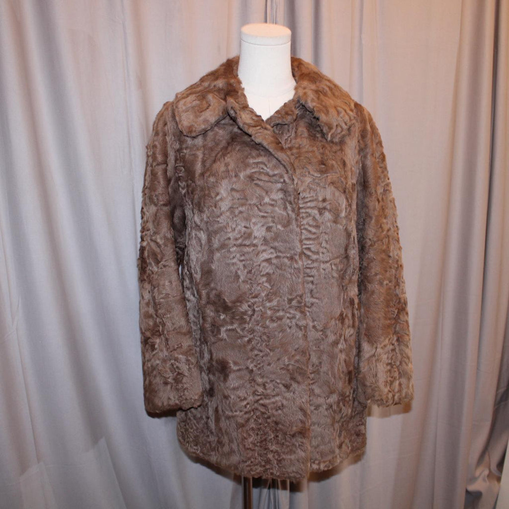 Vintage Genuine Brown Astrakhan Fur Coat
