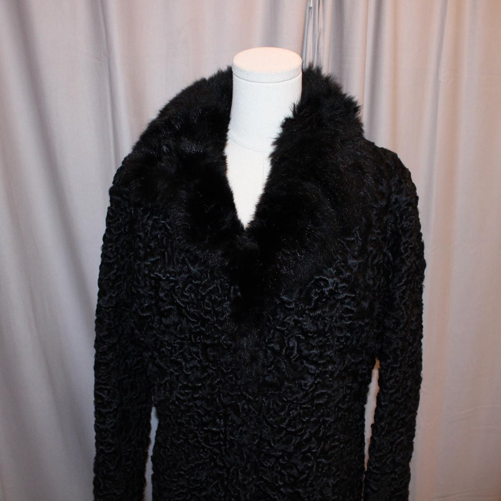 Vintage Genuine Black Astrakhan Fur Coat