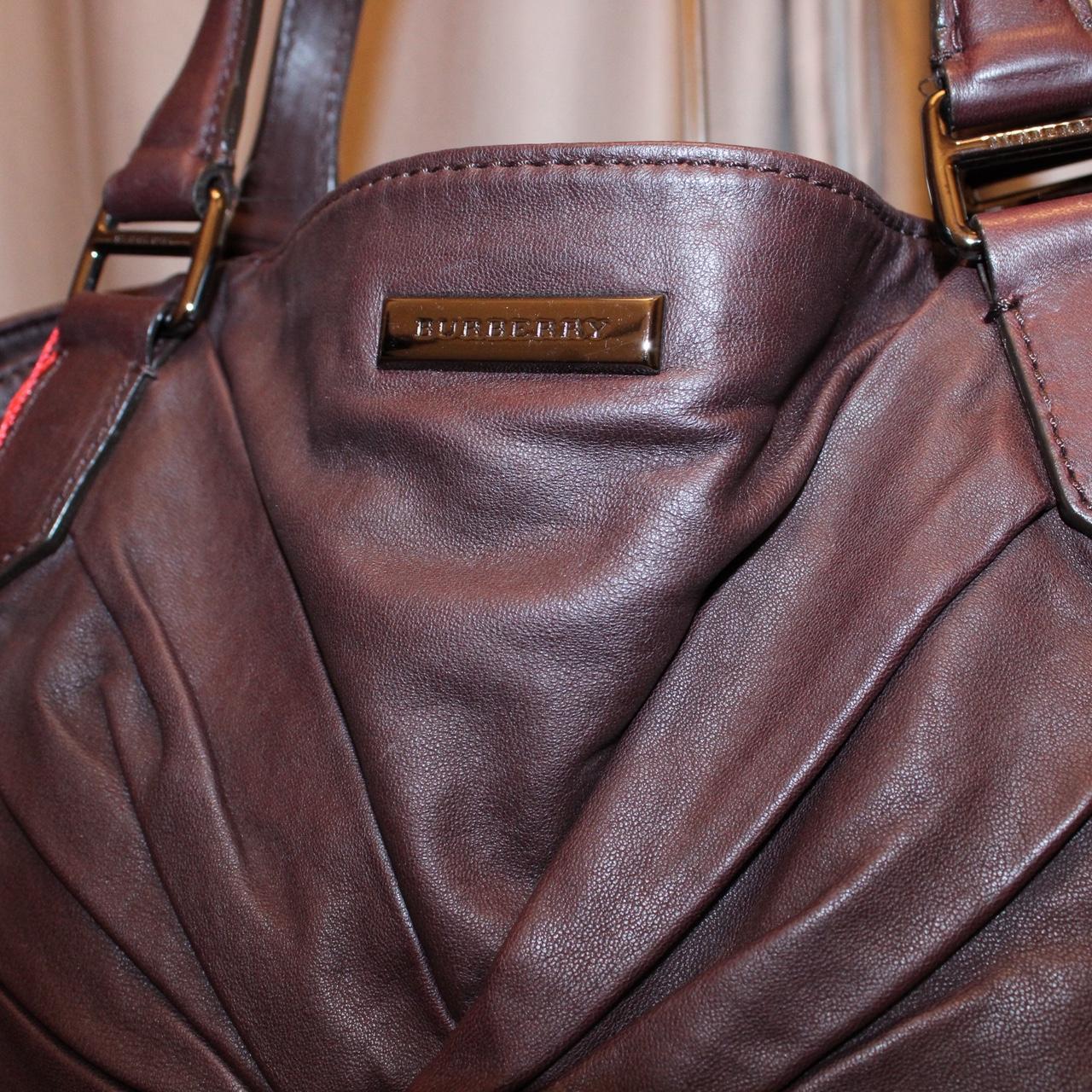 Burberry Burgundy Leather Ruched Bag