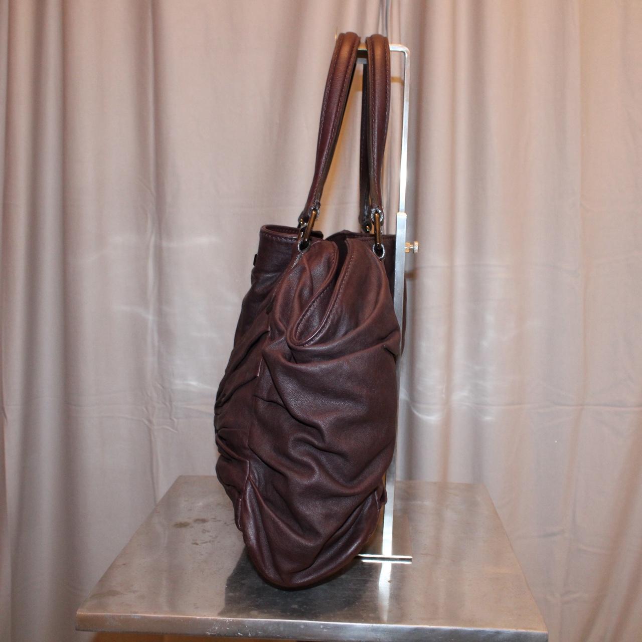 Burberry Burgundy Leather Ruched Bag