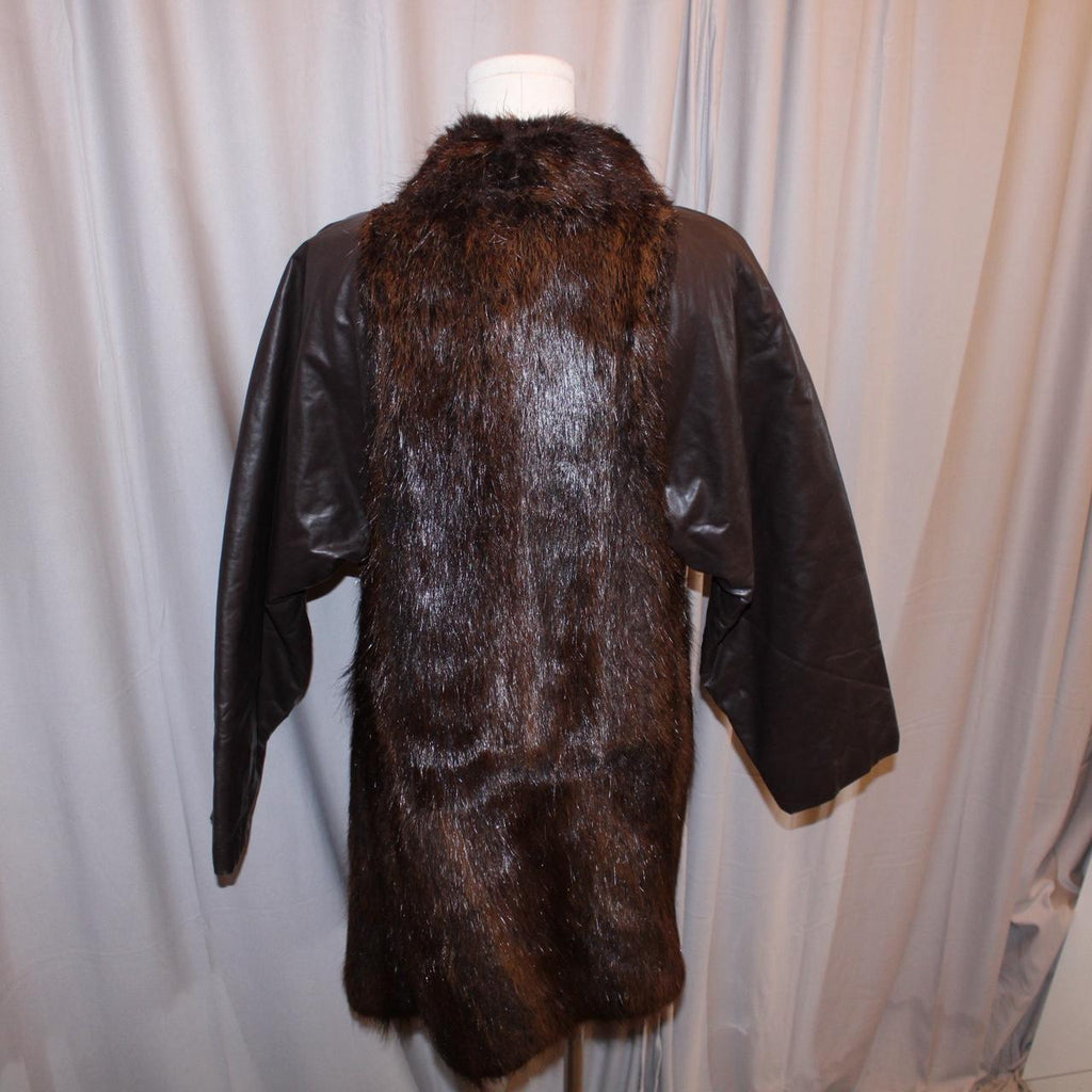 Vintage Genuine Fur Coat With Leather Sleeves
