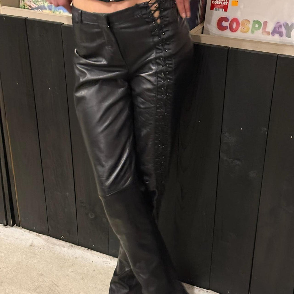 D&G Leather Lace-Up Pants