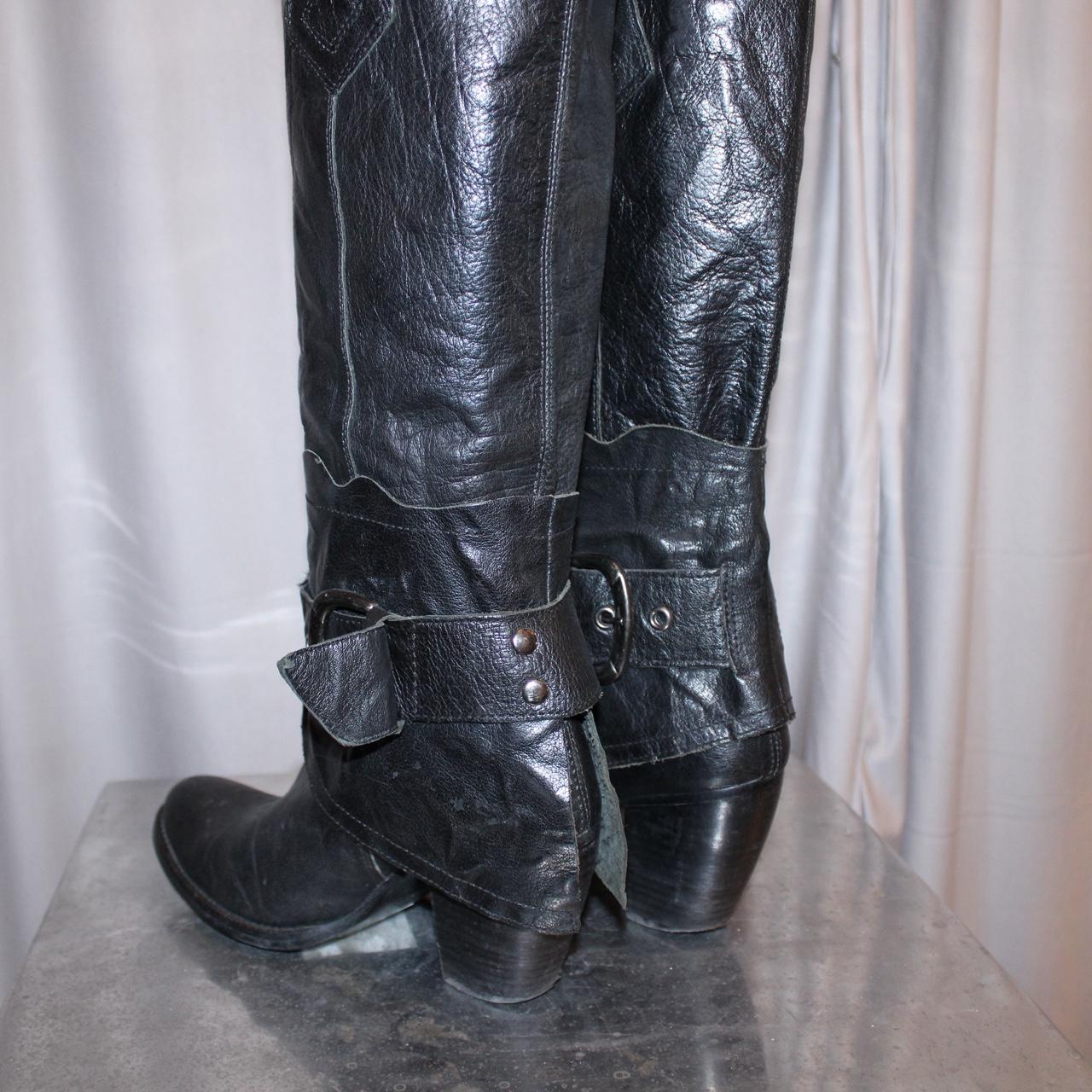 Black Leather Knee High Boots