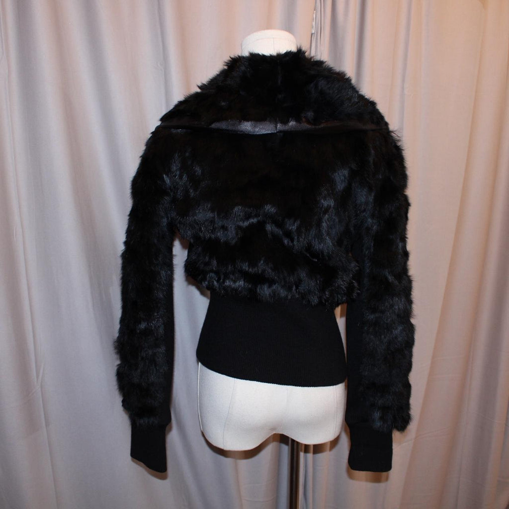 Vintage Genuine Black Rabbit Fitted Fur Coat