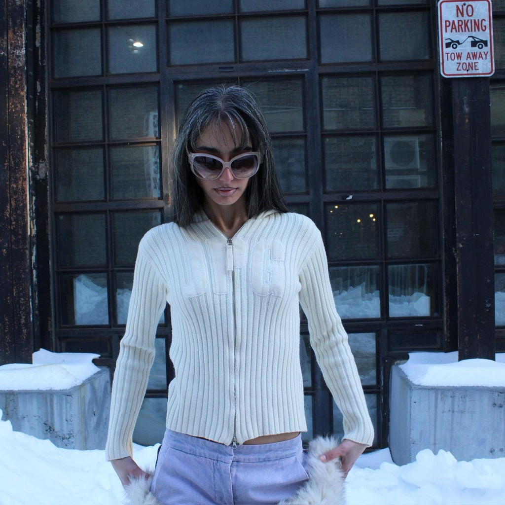 JPG White Sweater W/ Hoodie