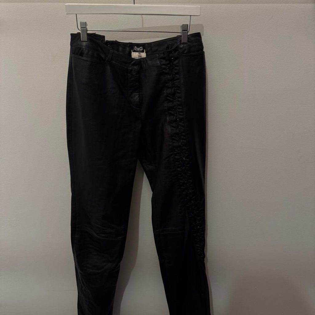 D&G Leather Lace-Up Pants