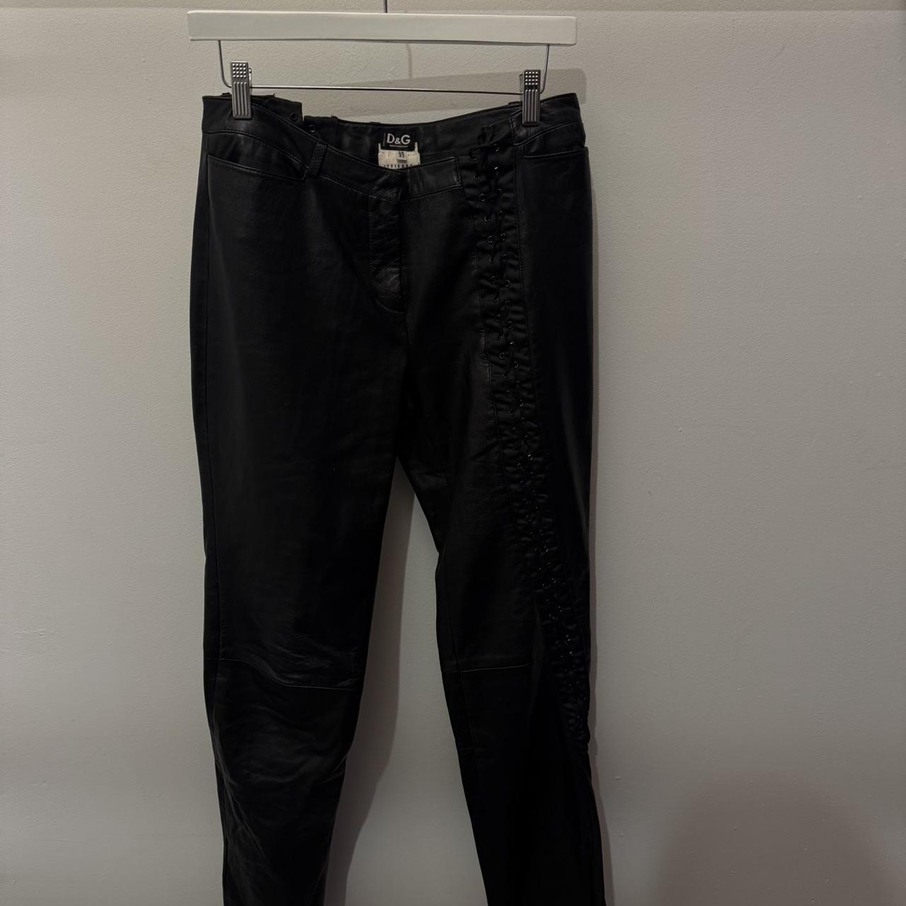 D&G Leather Lace-Up Pants
