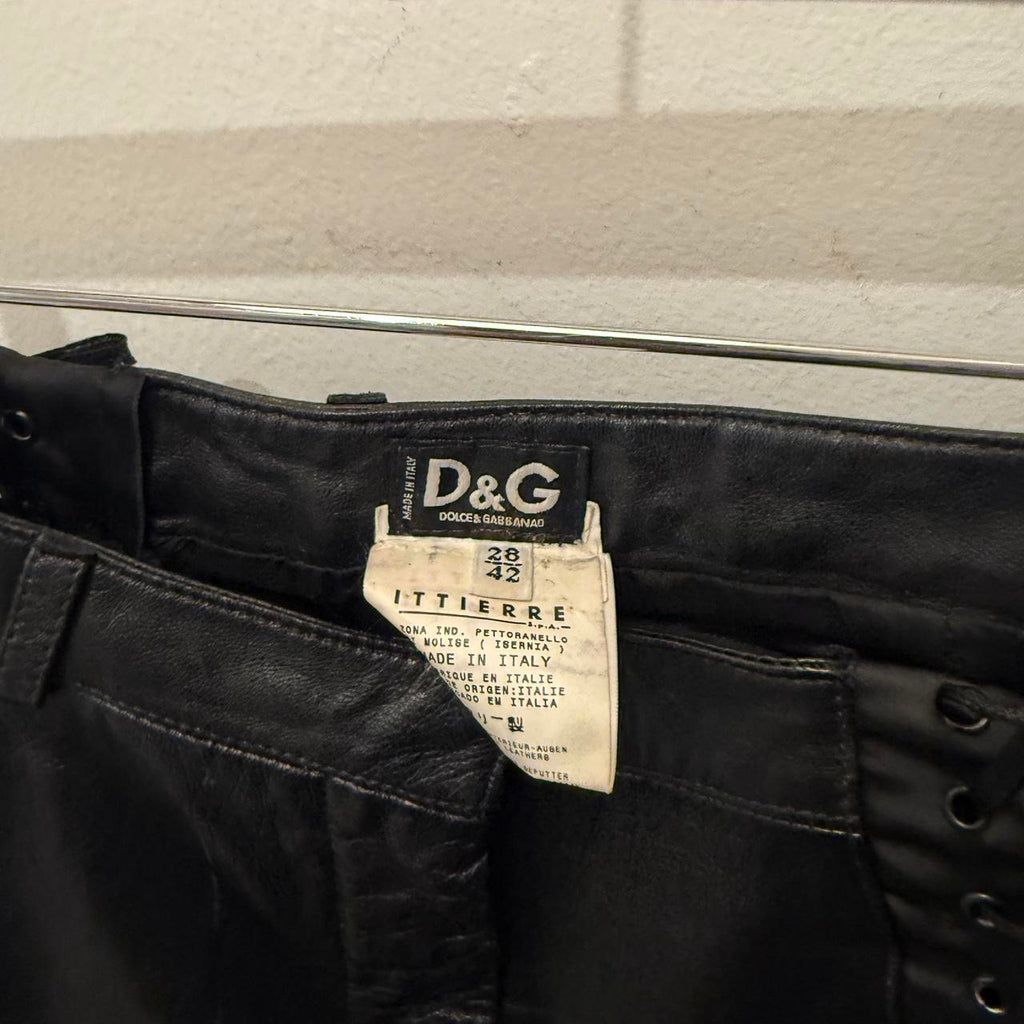 D&G Leather Lace-Up Pants