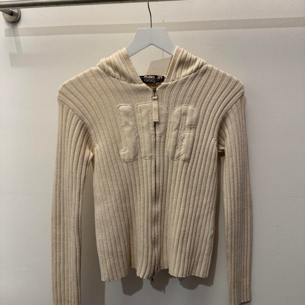 JPG White Sweater W/ Hoodie