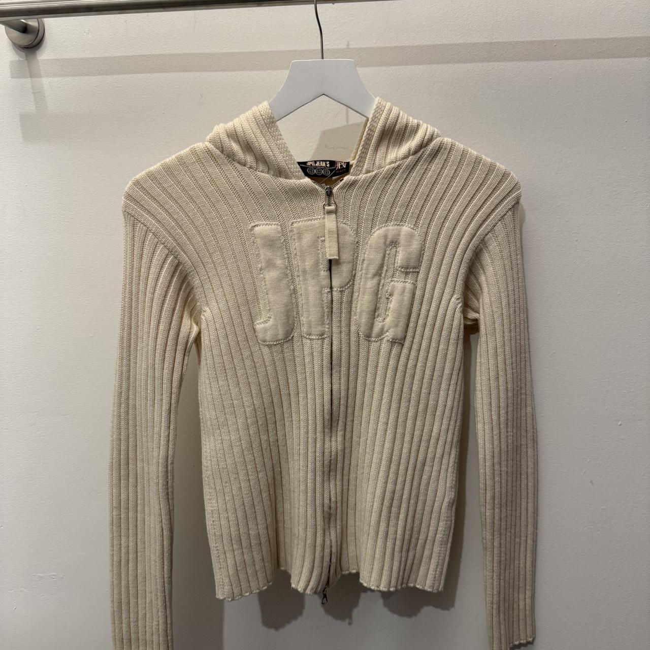 JPG White Sweater W/ Hoodie