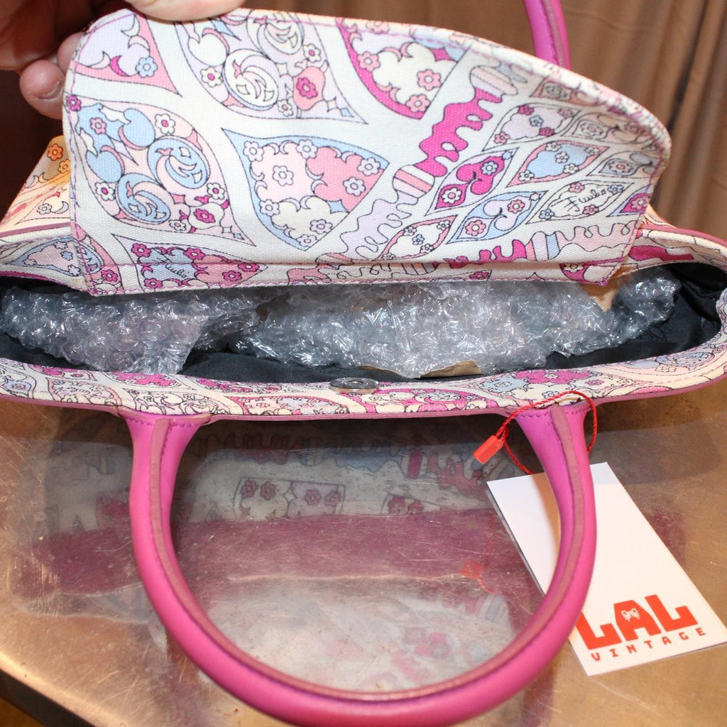 Emilio Pucci Pink Canvas Bag with Leather Strap