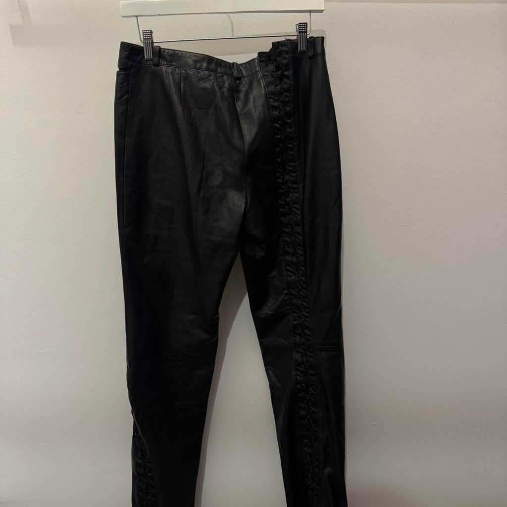 D&G Leather Lace-Up Pants