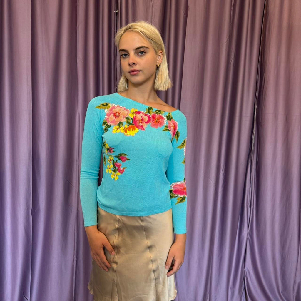 Blumarine Knit Asymetrical Neckline Top