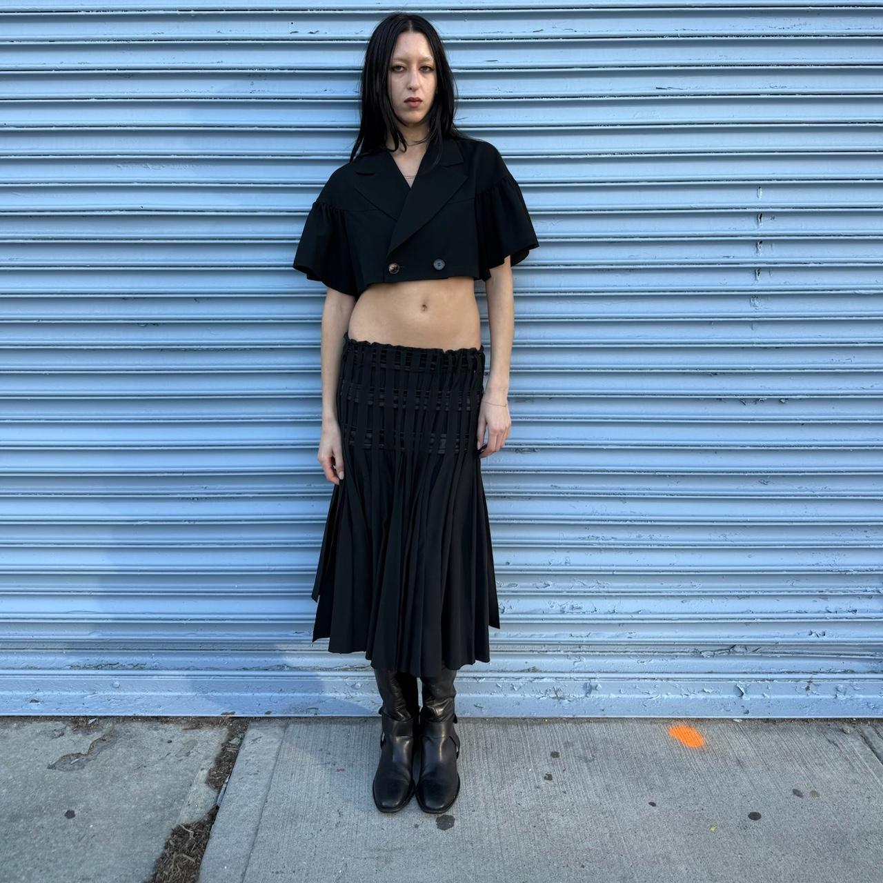 Italian Black Leather Knee-High Boots W/ Buckles