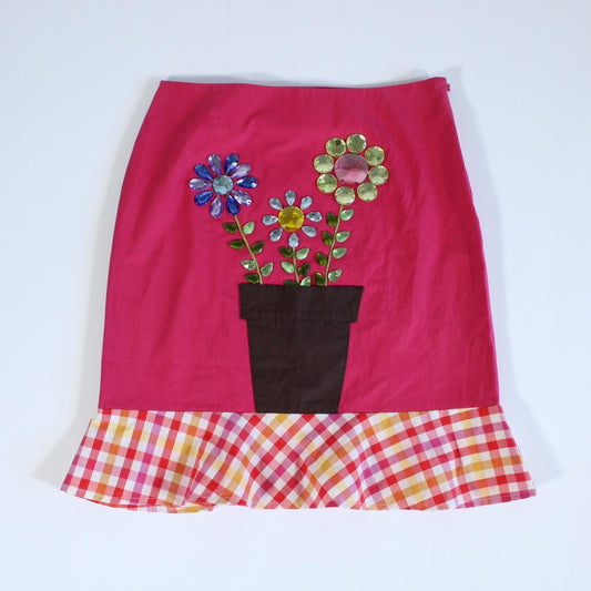 Vintage Moschino midi skirt with flower embellishments
